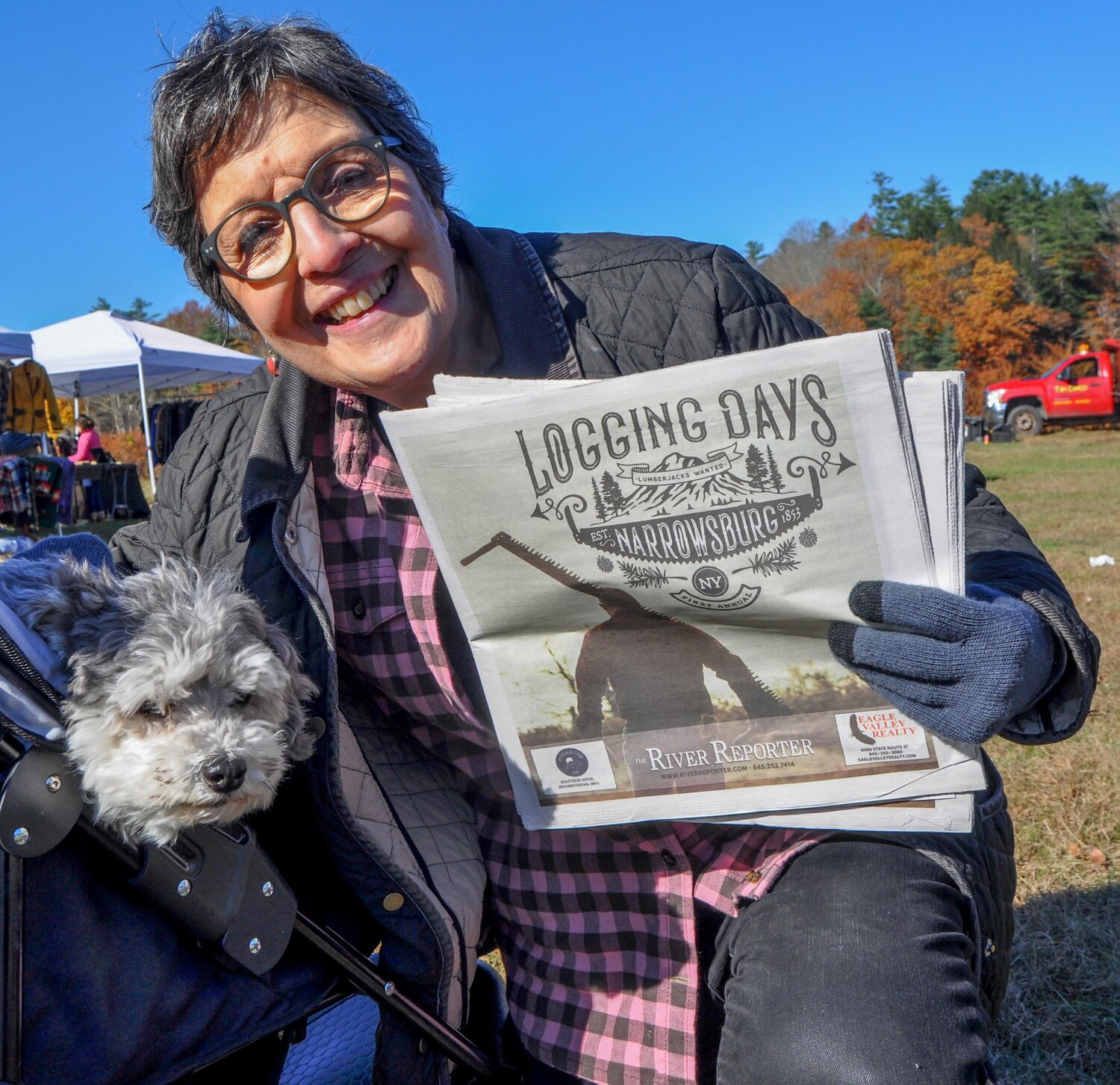 Not sure if the River Reporter's Barbara Winfield will be at Narrowsburg Logging Days as she was last year, because it hasn't happened yet, but by the time this issue hits newsstands I'll know. Wait—what?